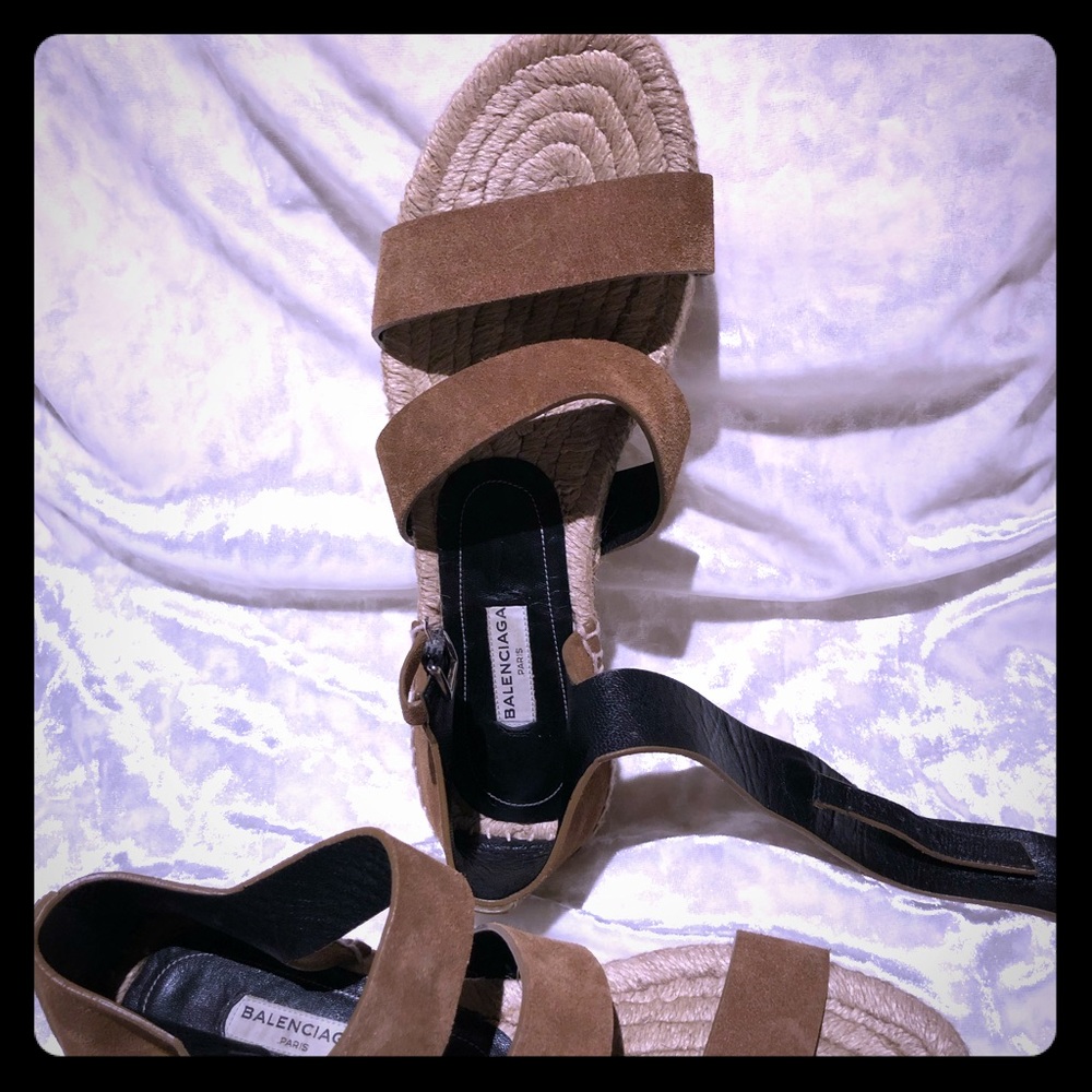 BALENCIAGA SUEDE ESPADRILLE SANDALS
